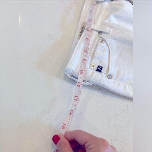 AG The Angelica Boot Cut Petit Low Rise White Denim Stretch Jeans Size 28 - Picture 7 of 9